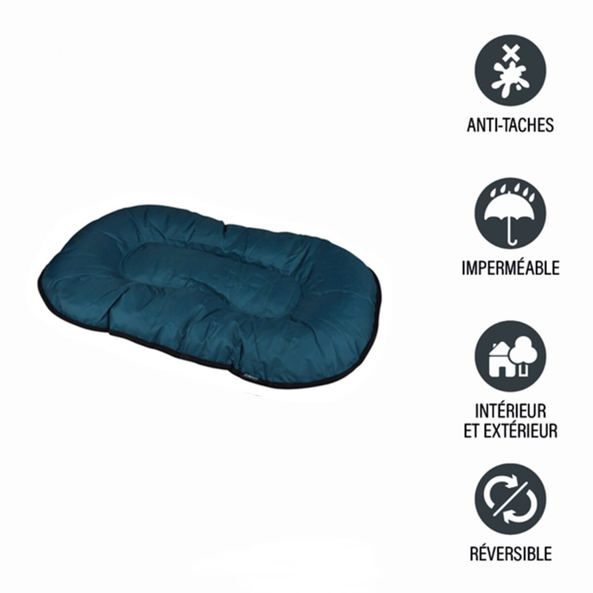 Emerald Blue Waterproof, Stain-Proof and Reversible Padded Cushion in Polyester for Animals Love Story