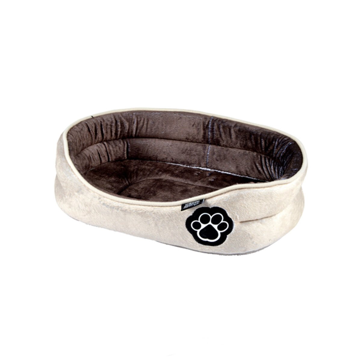 Cream oval basket, ultra soft to the touch in polyester and foam for animals Love Story