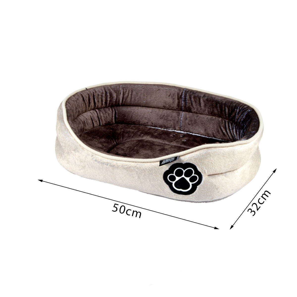 Cream oval basket, ultra soft to the touch in polyester and foam for animals Love Story