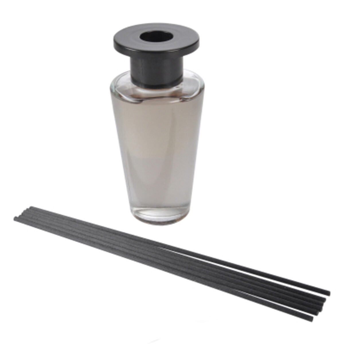 Musk fragrance diffuser 100 ml in glass and black plastic with 6 Homea black wooden sticks