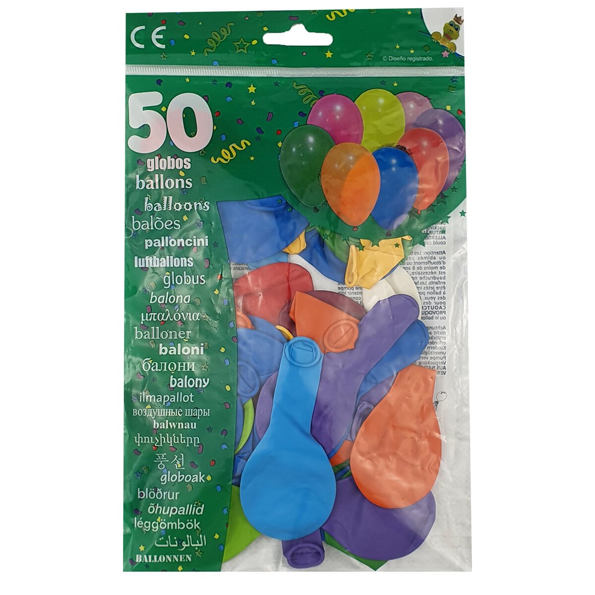 Pack of 50 latex balloons in assorted colors
