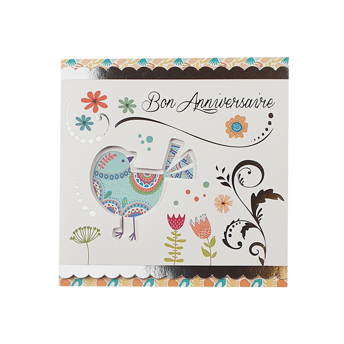 2-fold postcard for birthday 14 X 14 cm folded with Millennium envelope