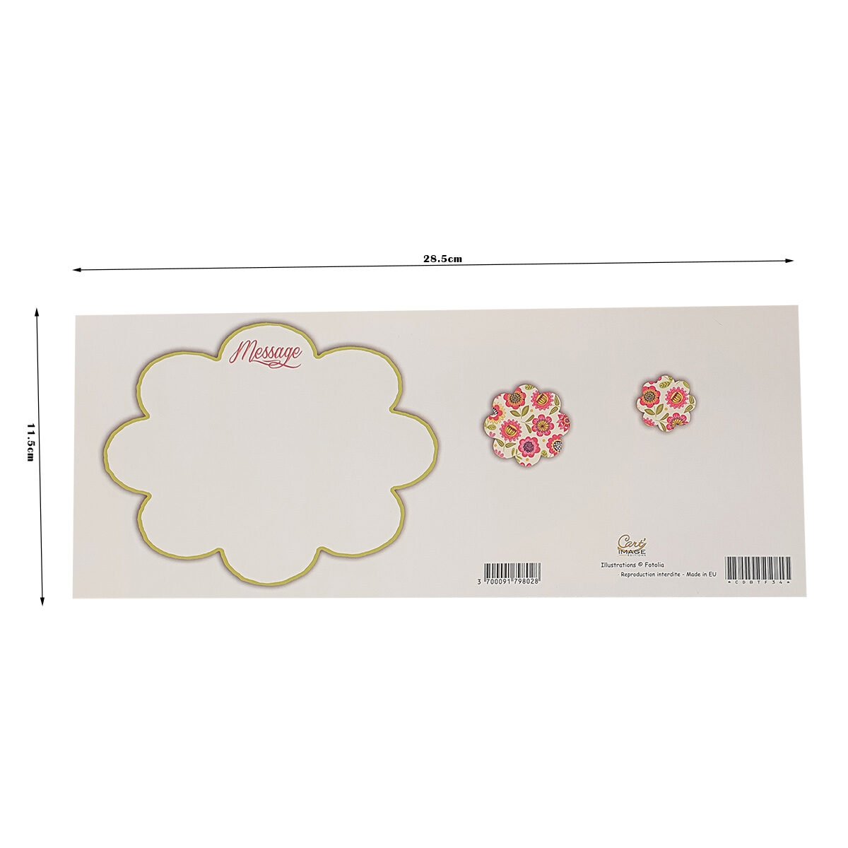 2-fold postcard for birthday L 28.5 X l 11.5 cm folded with Millennium envelope