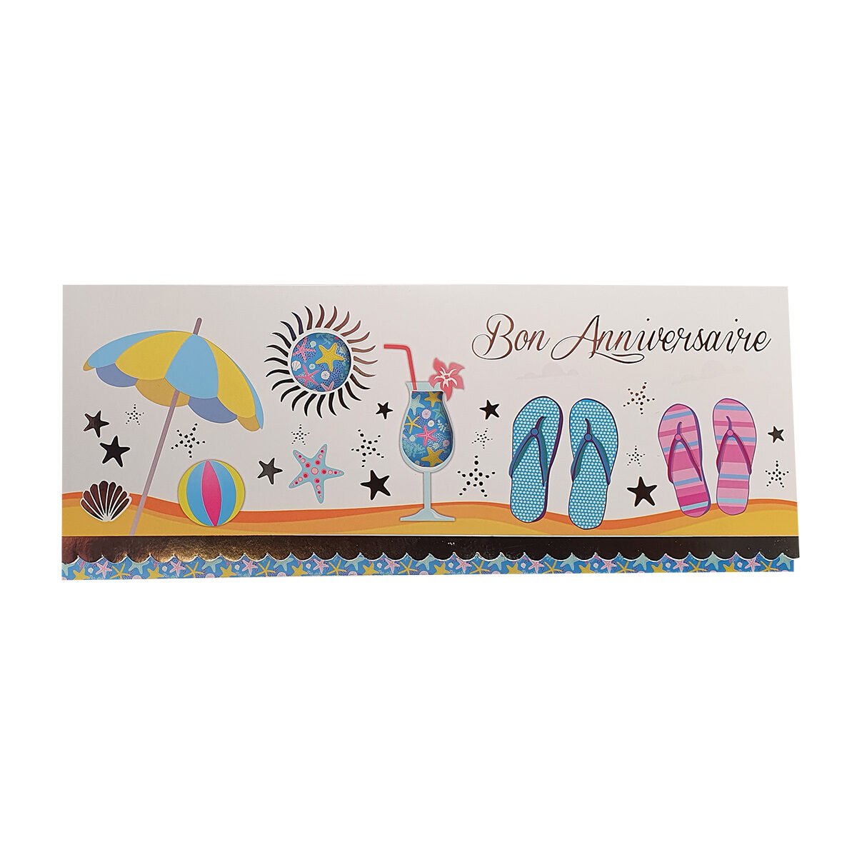 Carte postale 2 volets pour anniversaire de L 28.5 X l 11.5 cm pliée avec enveloppe Millénium