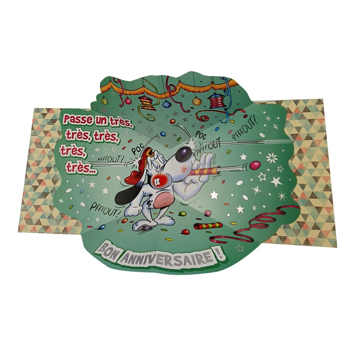 2-fold postcard for birthday of L 18 X l 16 cm folded with Pop up envelope