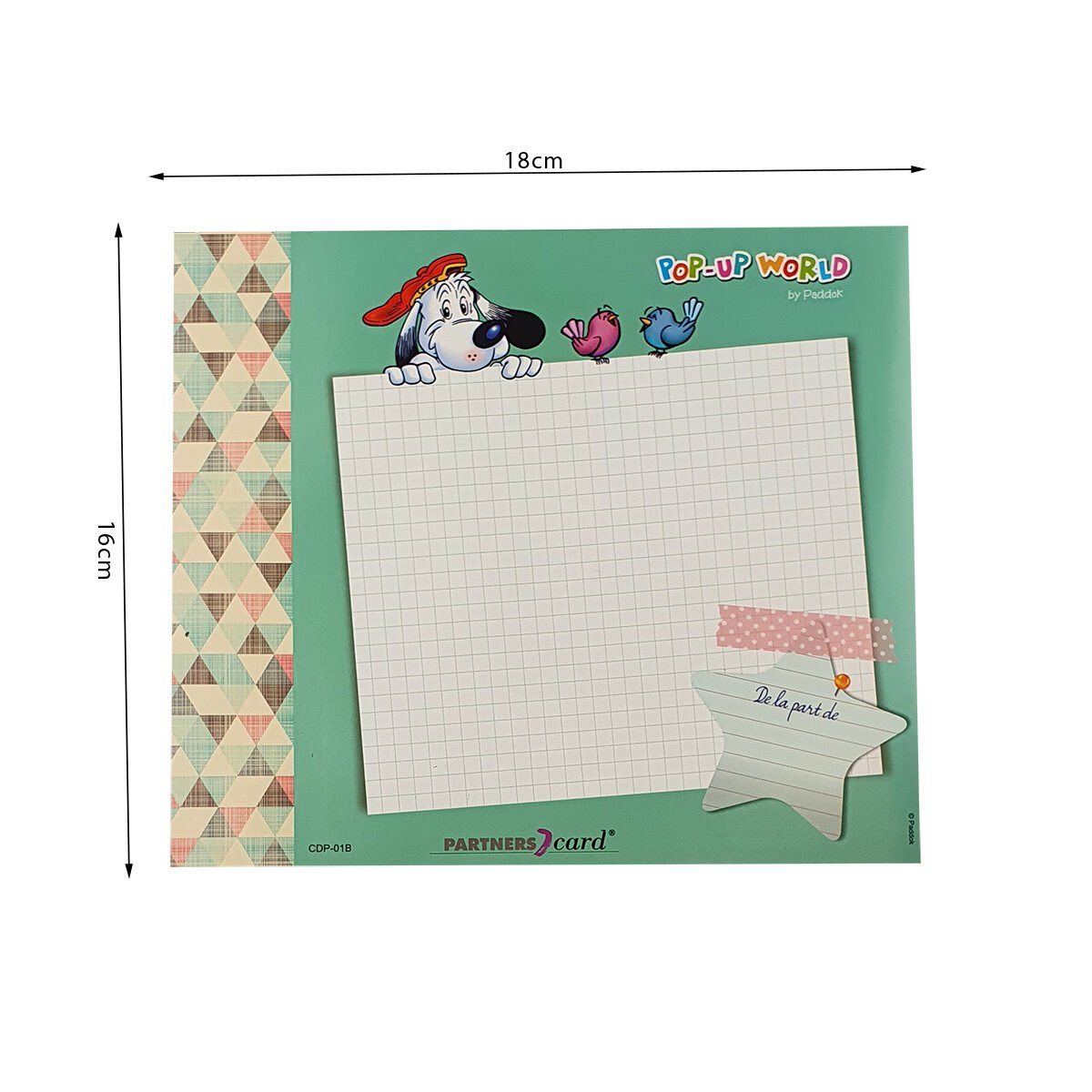 2-fold postcard for birthday of L 18 X l 16 cm folded with Pop up envelope