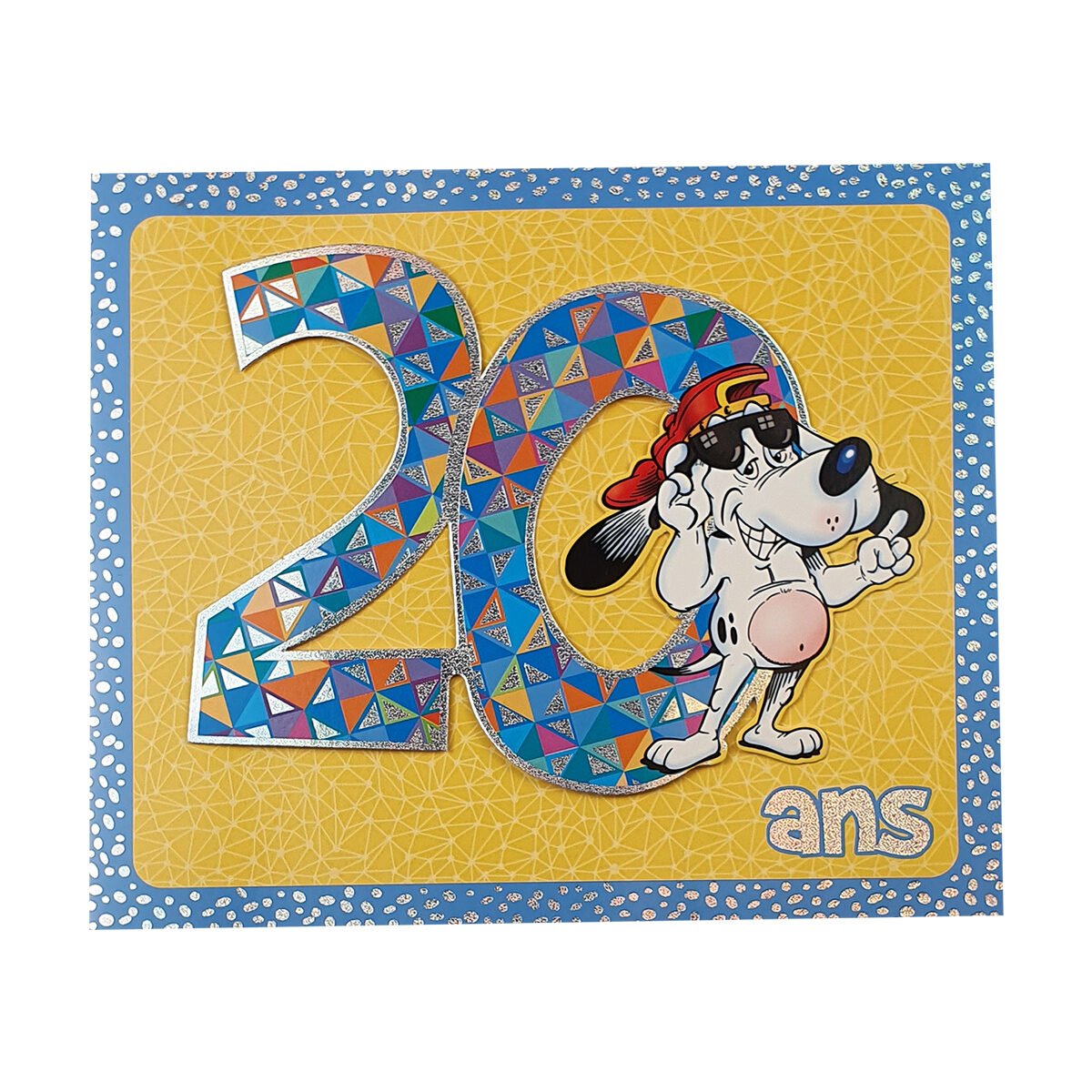 2-fold postcard for 20 years of L 18 X l 16 cm folded with Pop up envelope