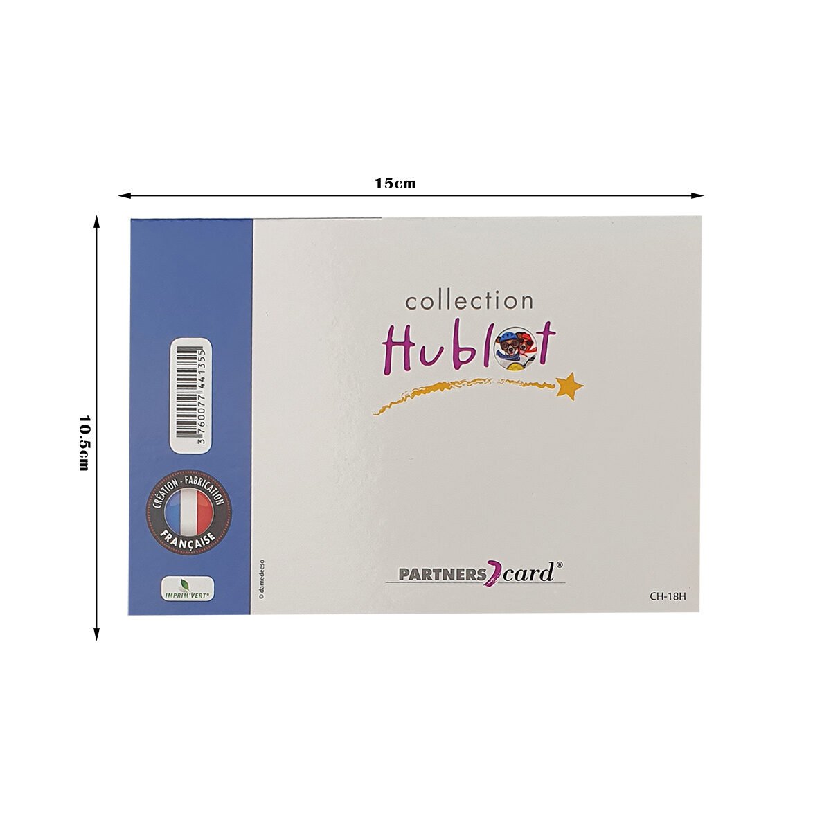 2-fold birthday postcard, L 15.0 X l 10.5 cm, folded with Hublot envelope