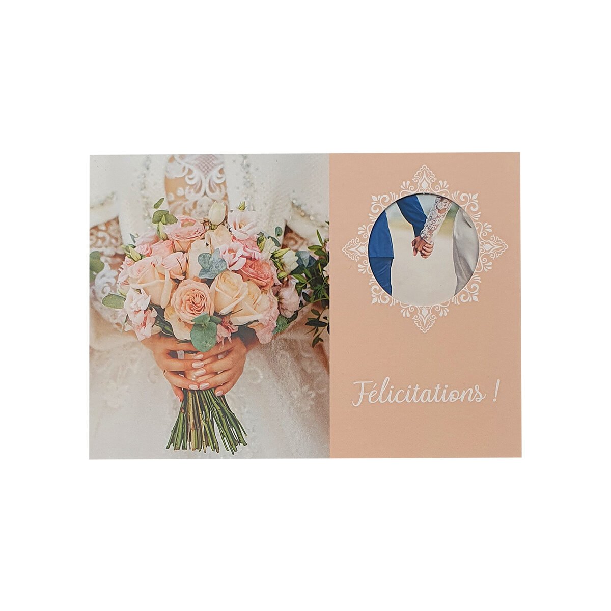 Carte postale 2 volets pour mariage ou union de L 15.0 X l 10.5 cm pliée avec enveloppe Hublot