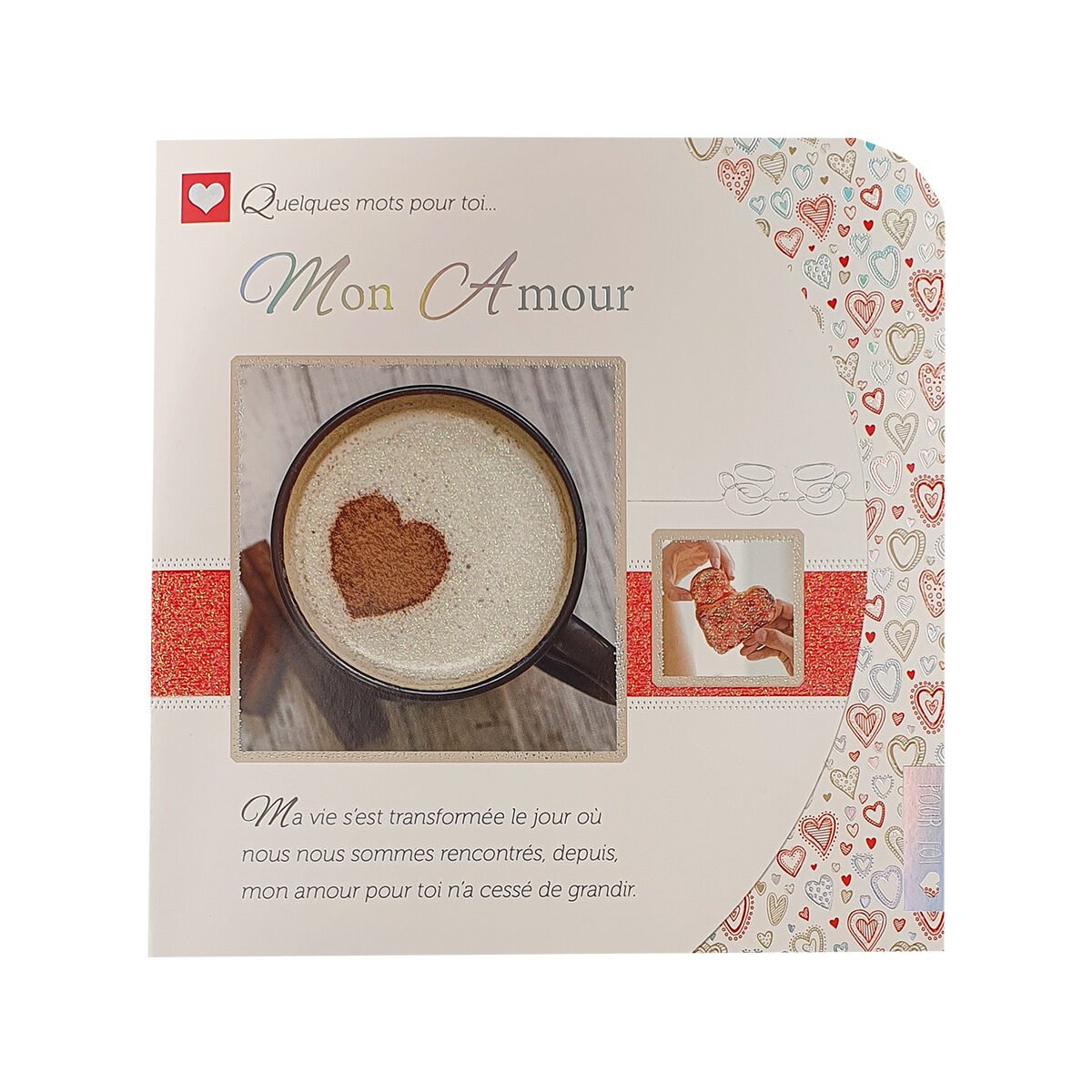 Carte postale 2 volets pour toute occasion de 16 X 16 cm pliée avec enveloppe Les mots du cœur