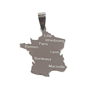 Stainless steel pendant map of France H 3.8 X l 2.5 cm