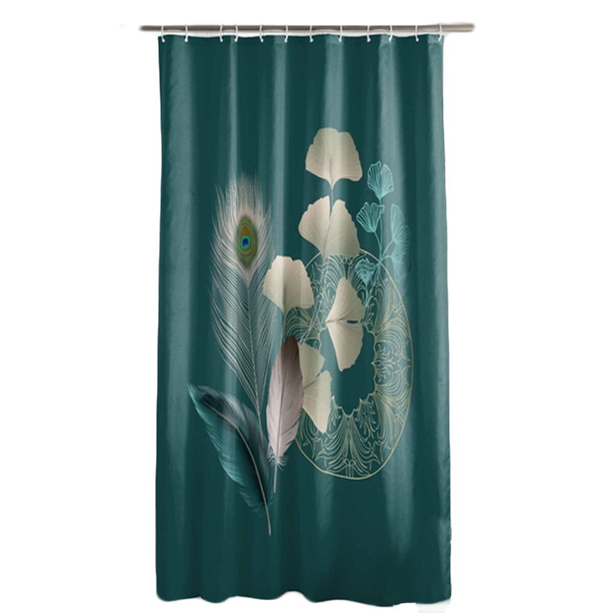 Ginkoblue polyester shower curtain W 180 x H 200 cm + 12 plastic rings Interior softness