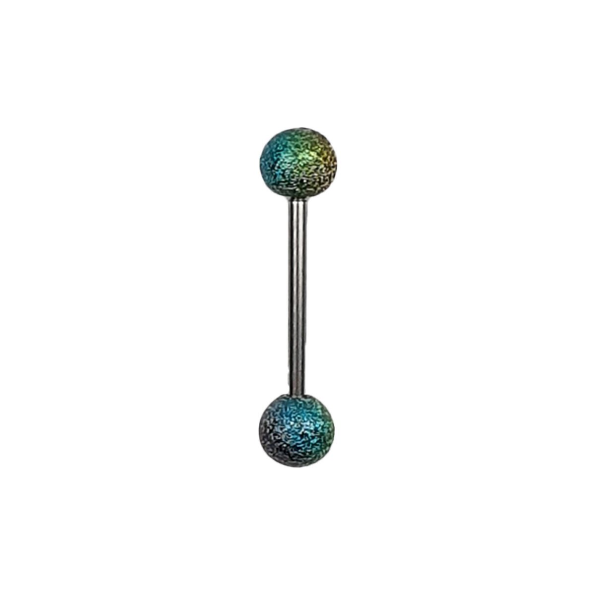 Piercing langue en acier chirurgical D 1.6 x L 25 mm avec 2 boules multicolores en acrylique