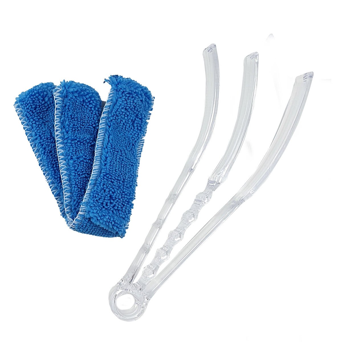 Plumeau spécial store vénitien en plastique transparent et microfibre bleu L 22 cm Luance