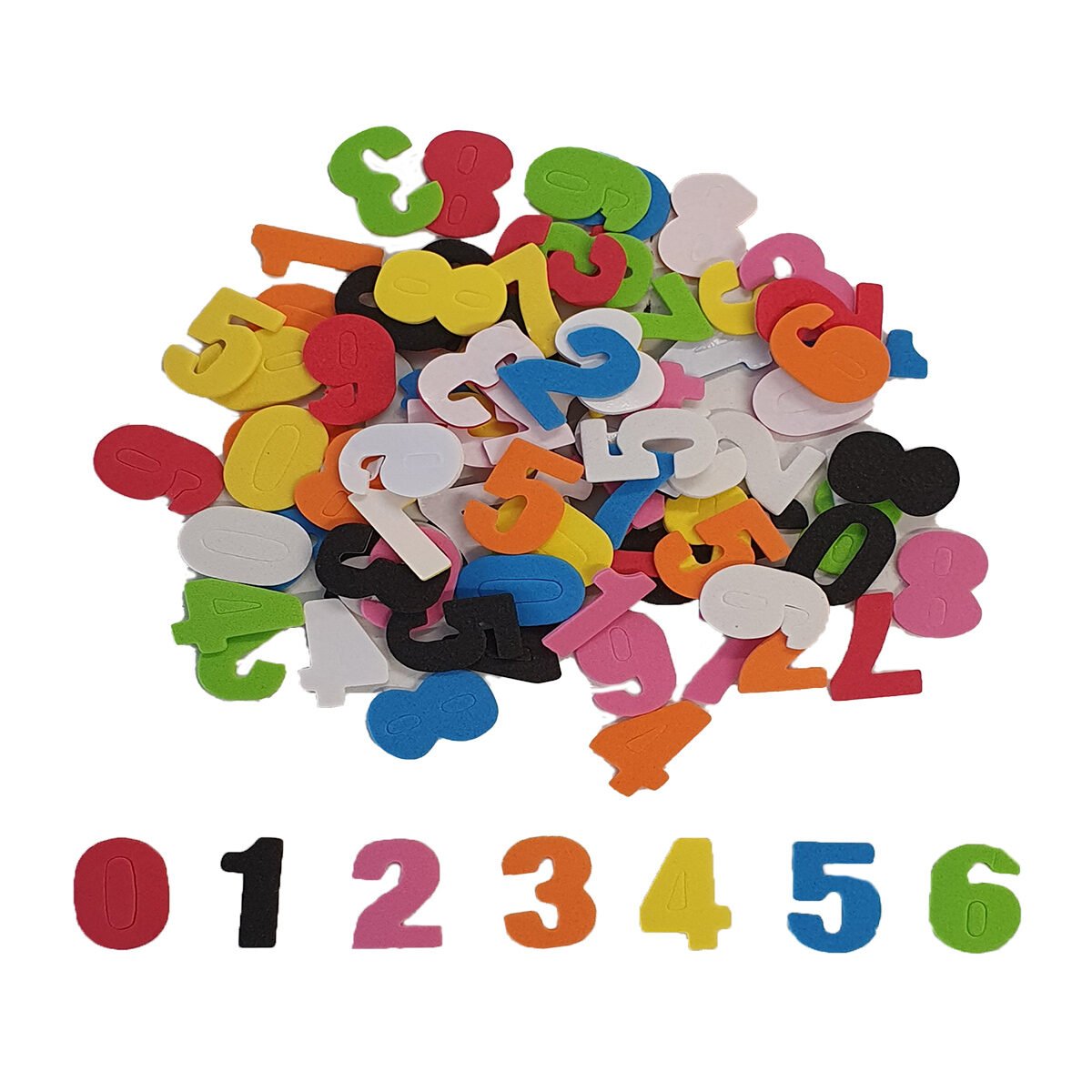 Pack of 100 adhesive foam numbers in assorted colors W 2 x H 3 cm Colorem