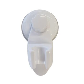 White plastic hand shower holder W 8.0 x H 13.5 cm with very strong suction cups Soft interior