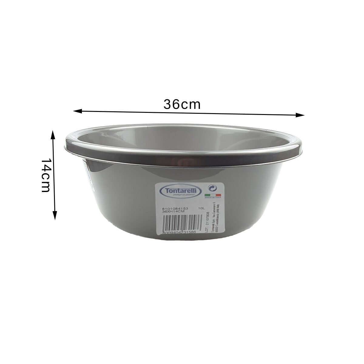 Bassine ronde en plastique graphite Tontarelli