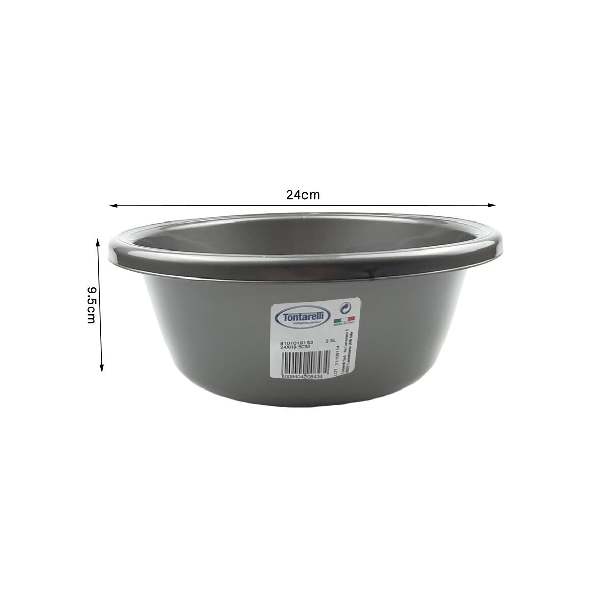 Round plastic basin in graphite color 2.5 l D 24.0 x H 9.5 cm Tontarelli