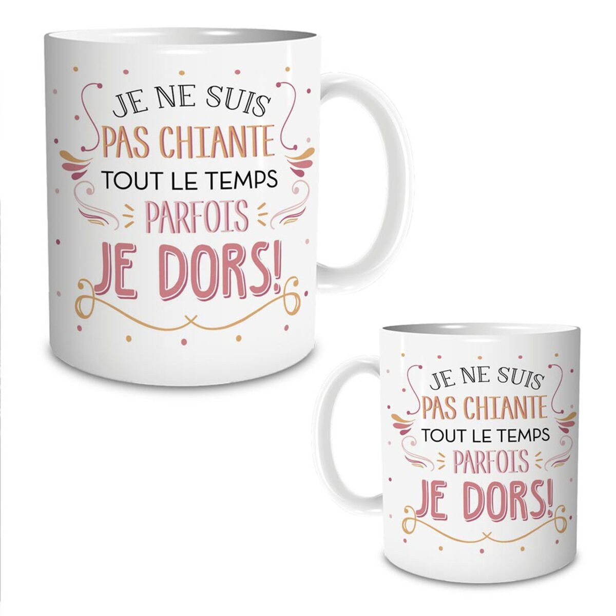 Mug "Je ne suis pas chiante..." en céramique brillante 35 cl