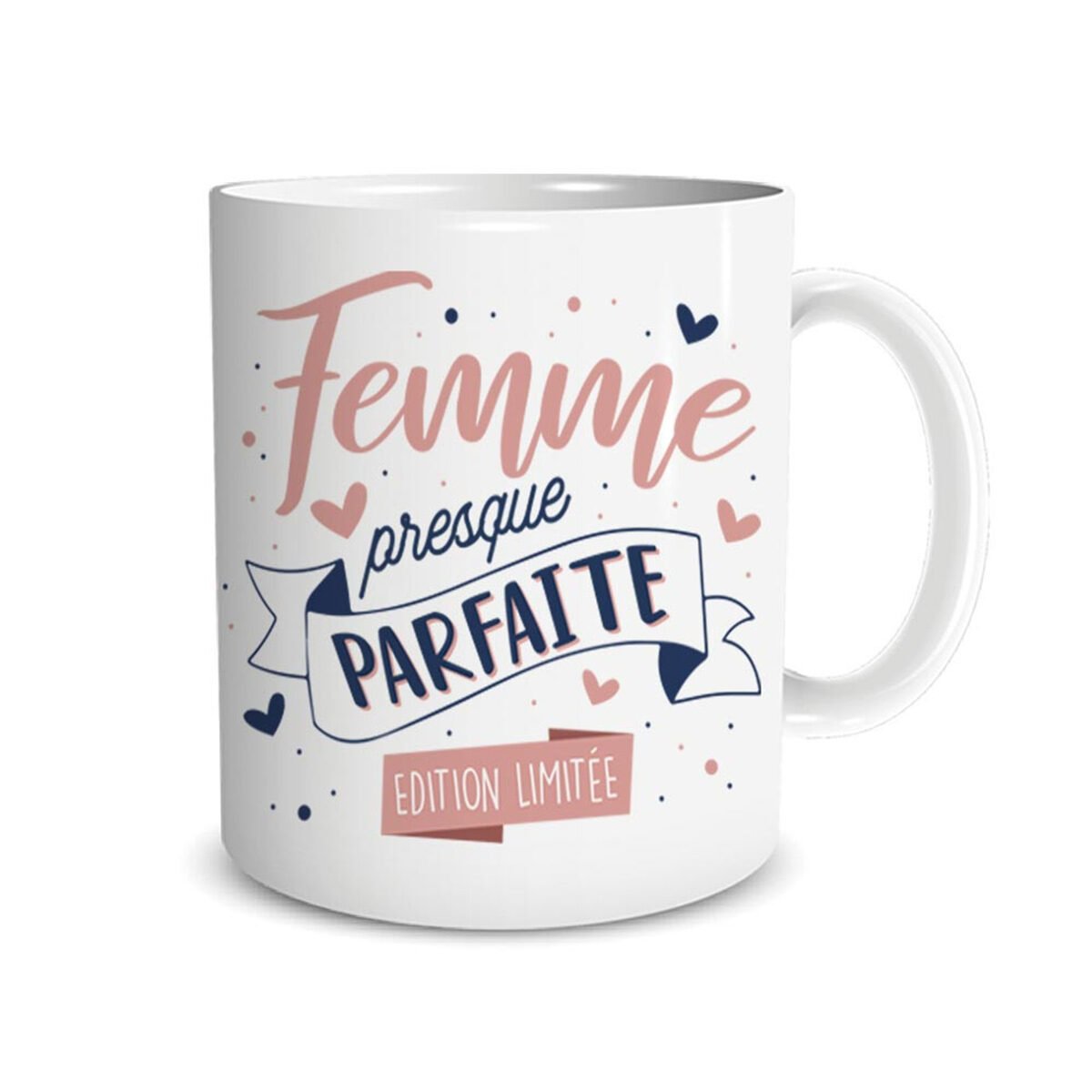 Mug "Femme presque parfaite" en céramique brillante 35 cl