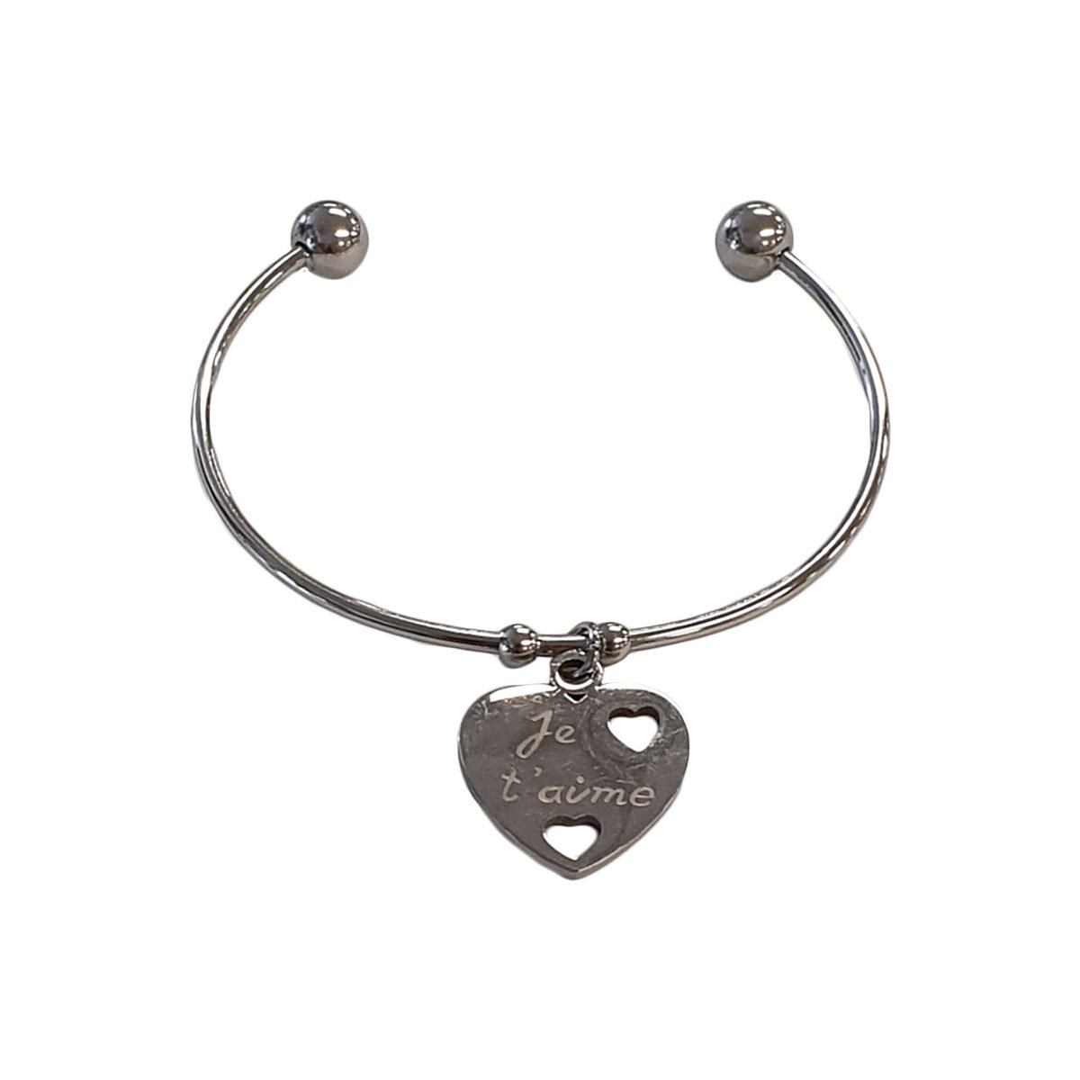 Bangle bracelet "I love you" in stainless steel L 6.4 cm