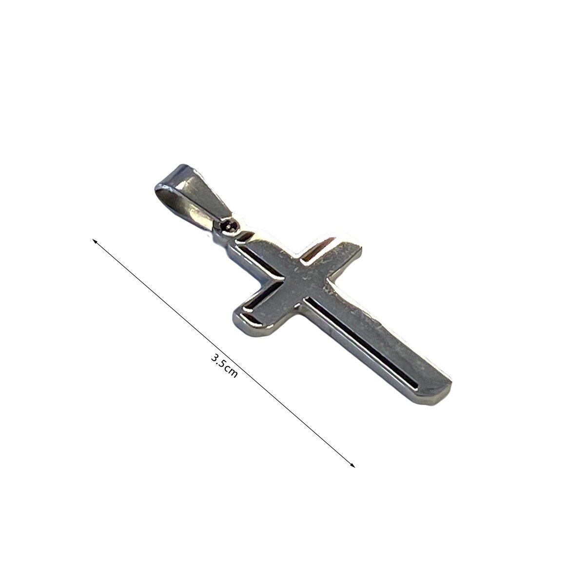 Cross pendant in stainless steel H 3.5 cm