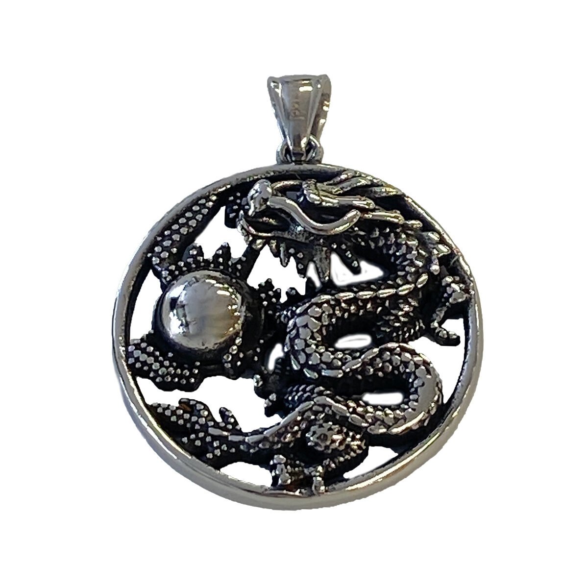 Pendentif Dragon en acier inoxydable l 3.6 X H 4.6 cm