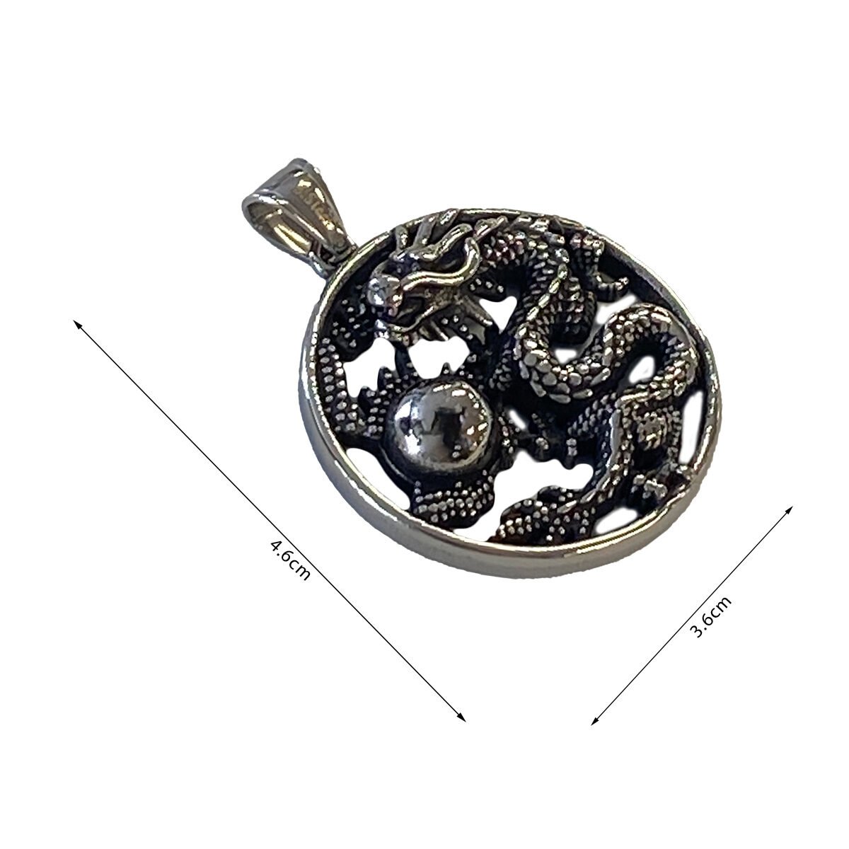 Pendentif Dragon en acier inoxydable l 3.6 X H 4.6 cm