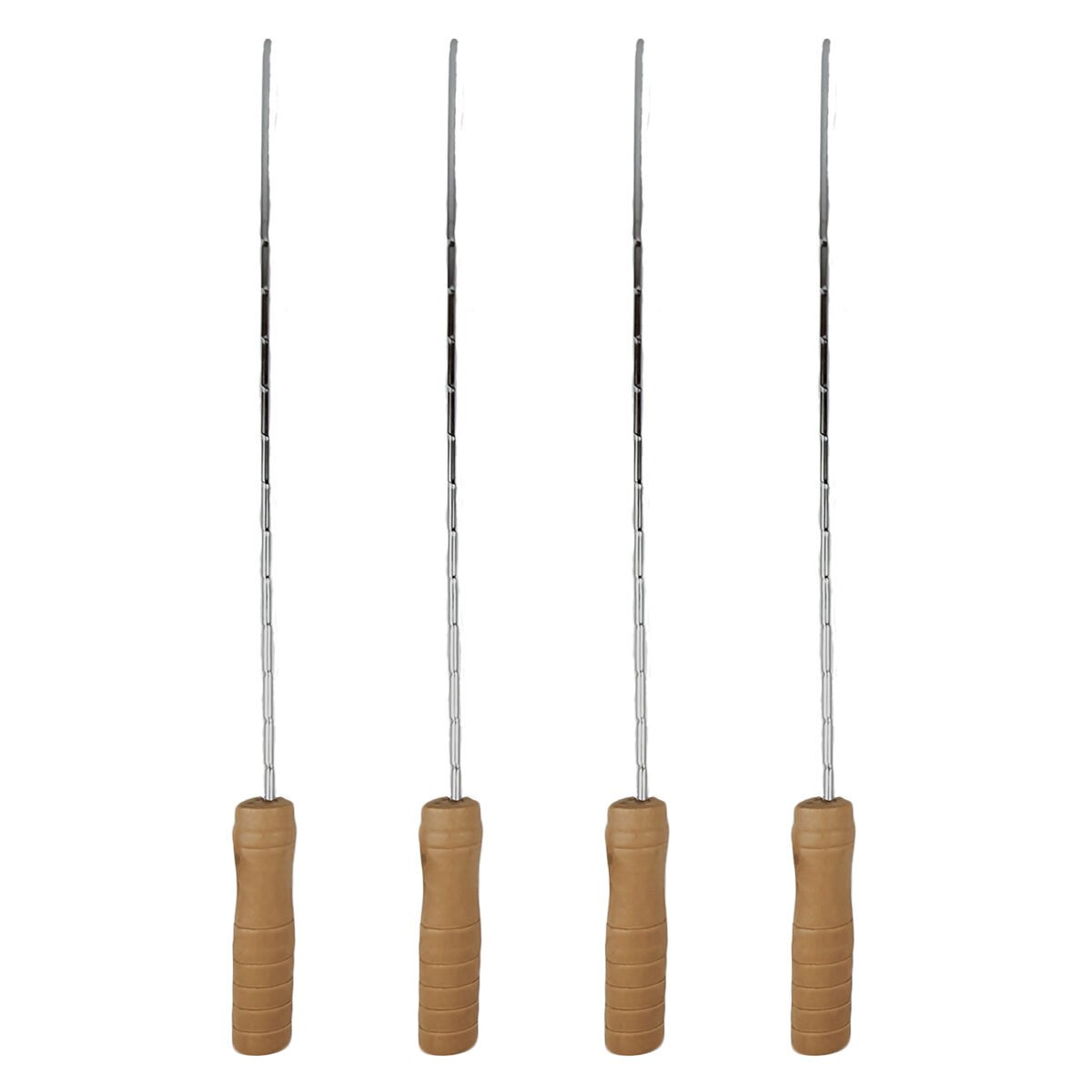 Lot de 4 piques à brochette en bois et métal L 39 cm BBQ