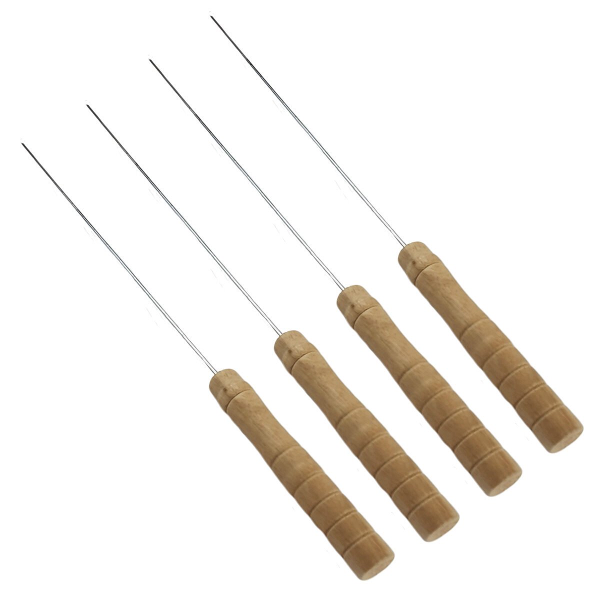Lot de 4 piques à brochette en bois et métal L 39 cm BBQ