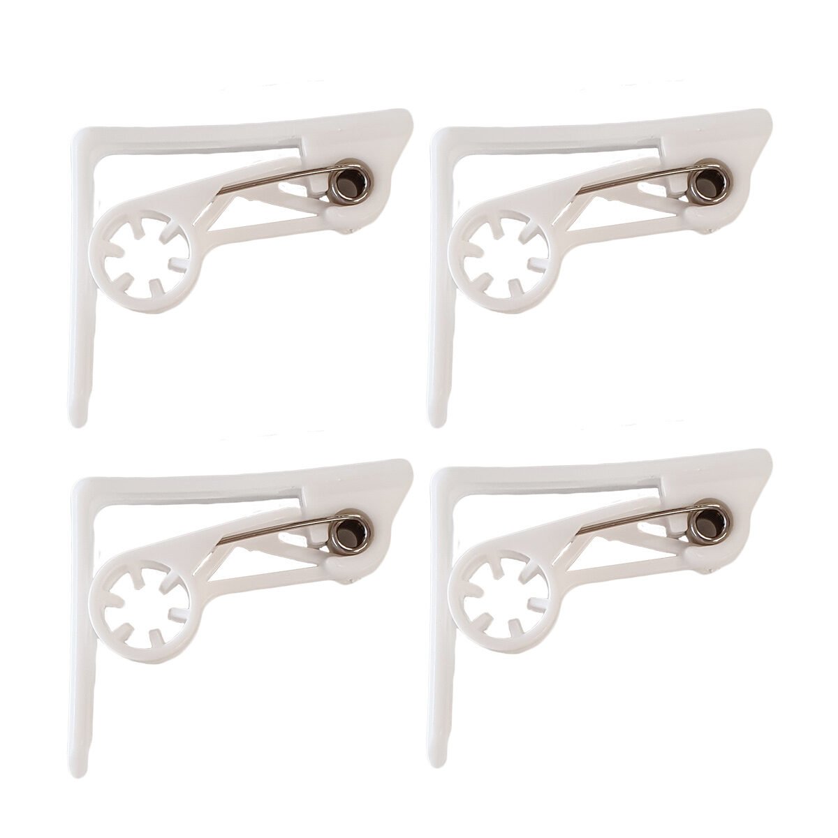 Lot de 4 pince-nappes en plastique blanc L 6.0 x 5.3 cm