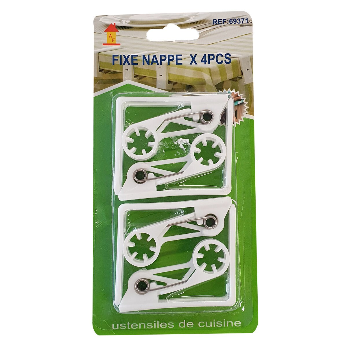 Lot de 4 pince-nappes en plastique blanc L 6.0 x 5.3 cm