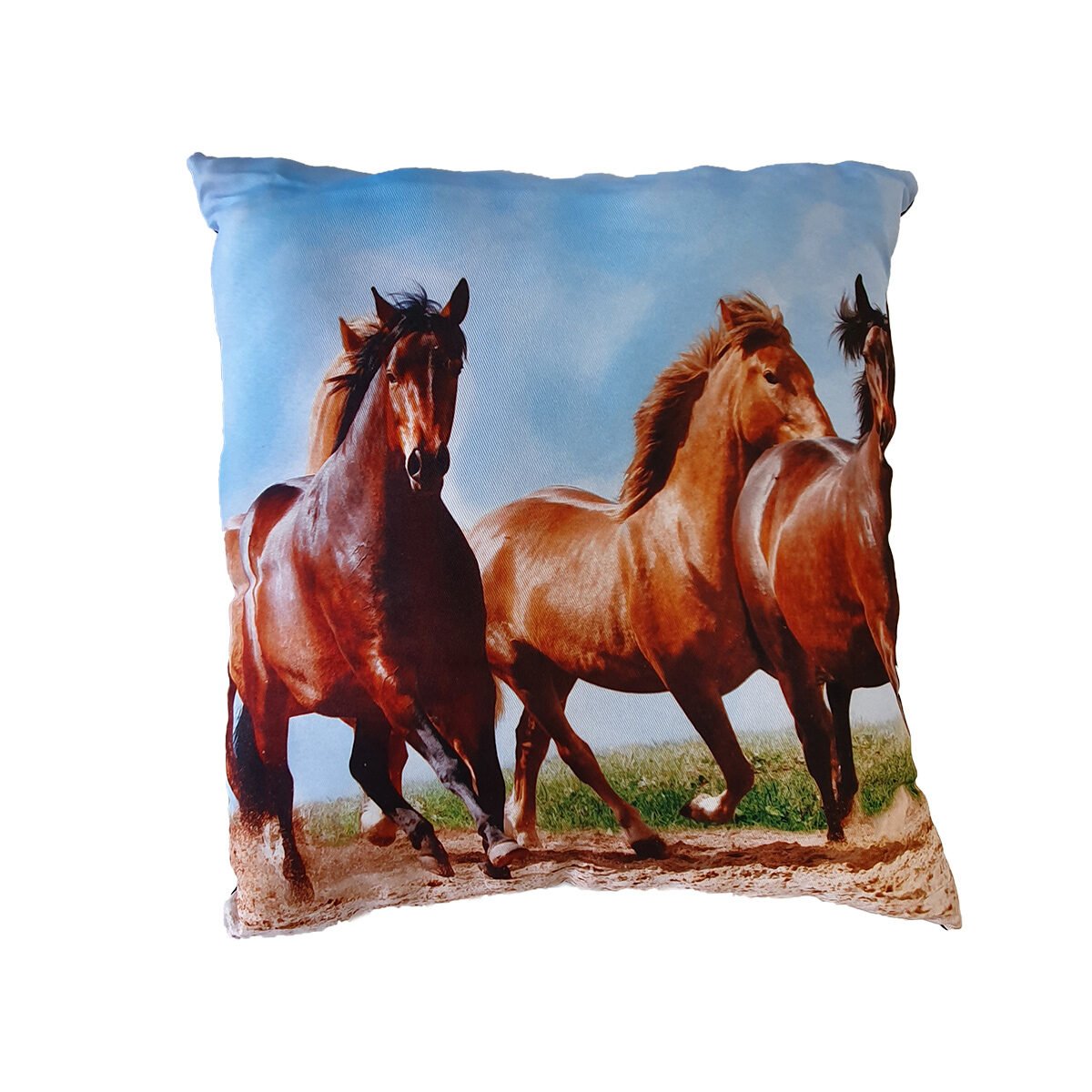 Coussin imprimé 3 Chevaux polyester avec verso noir