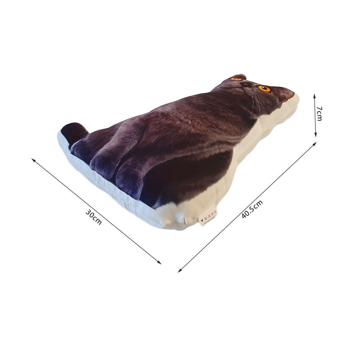 Coussin forme et imprimé Chat noir polyester avec verso blanc
