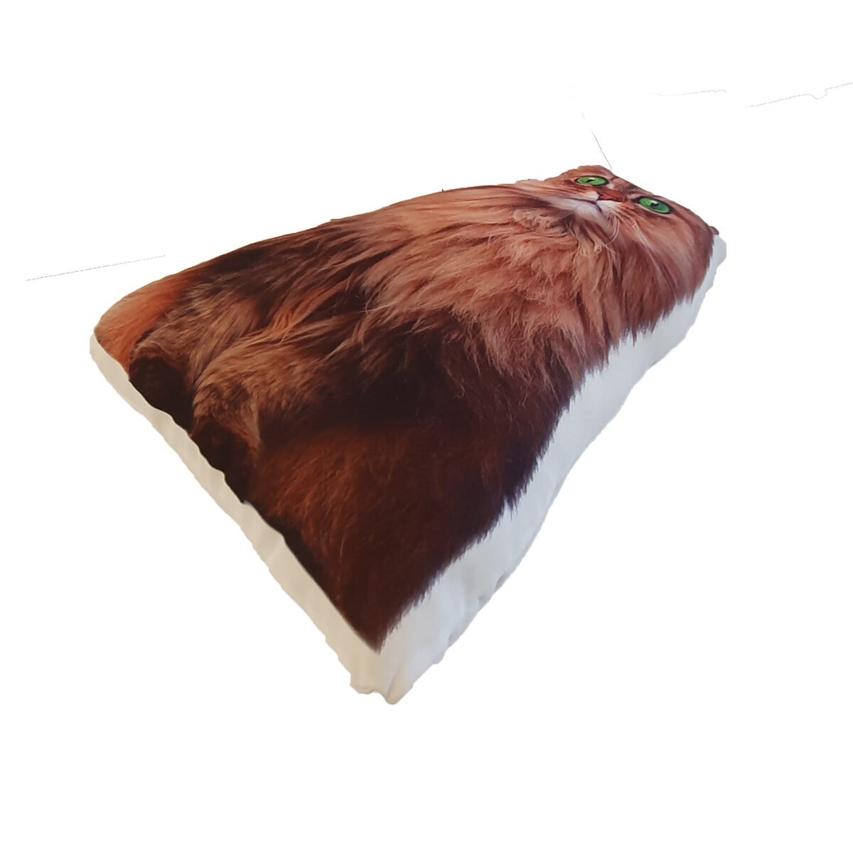 Coussin forme et imprimé Chat brun polyester avec verso blanc