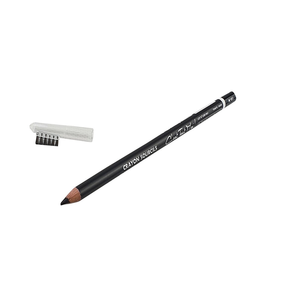 Crayon sourcils n°01 noir avec capuchon brosse Miss Europ