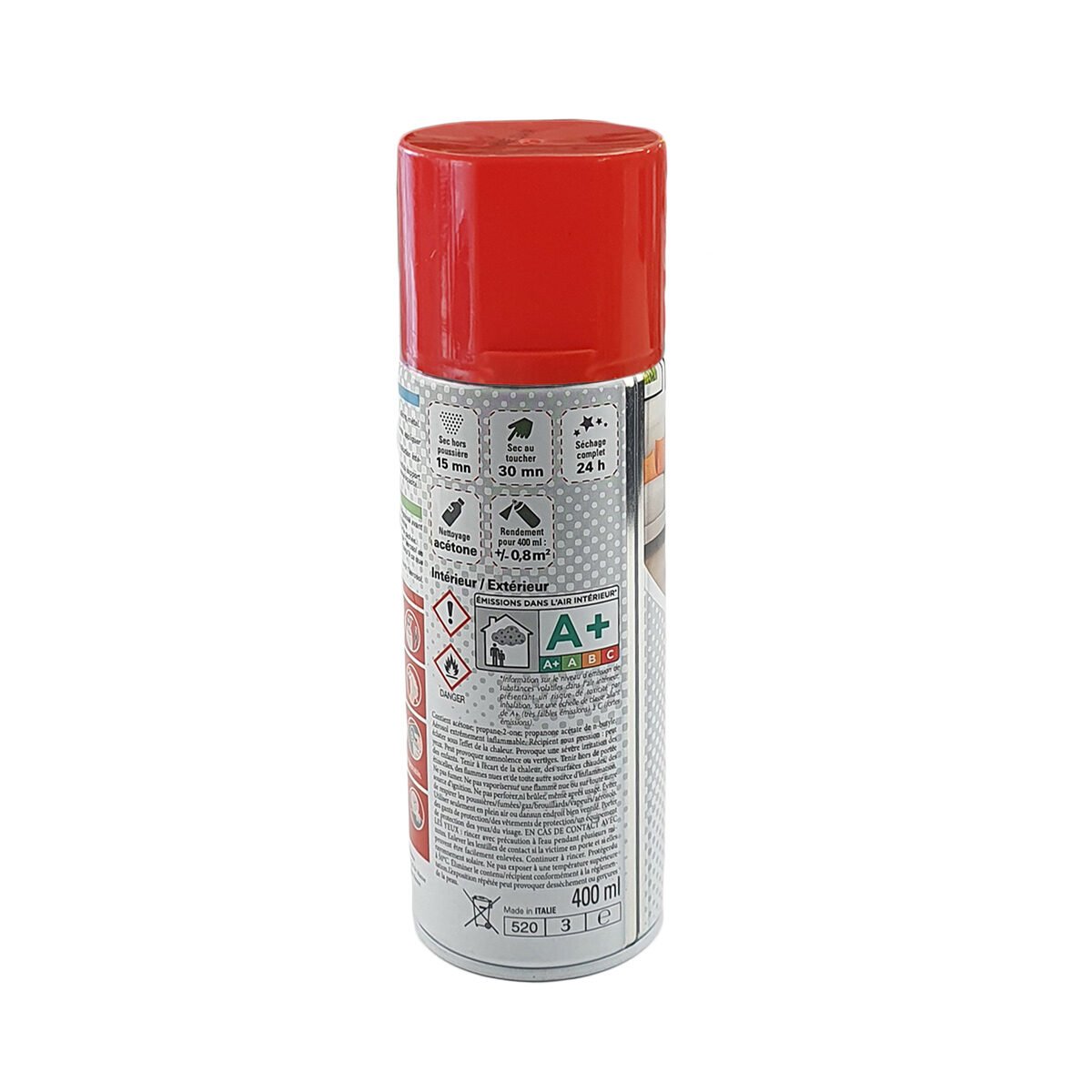 Bombe de peinture aérosol rouge clair brillant RAL 2002 400 mL Belle couleur