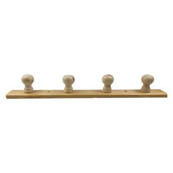 Varnished natural wood coat hook 4 places