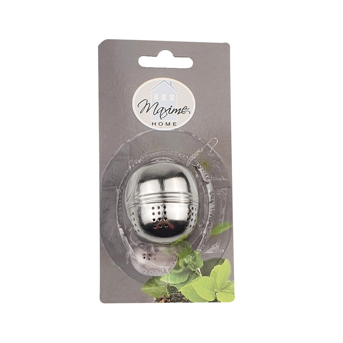 Boule à thé en acier inoxydable D 4 x H 5 cm avec 1 chaîne et 1 crochet au bout