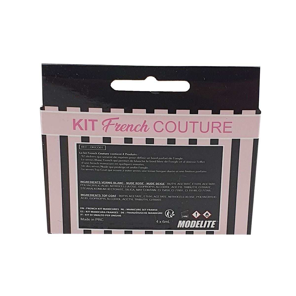 Ensemble 4 vernis à ongles Kit french couture 4 x 6 ml + 92 guides autocollants Modelite