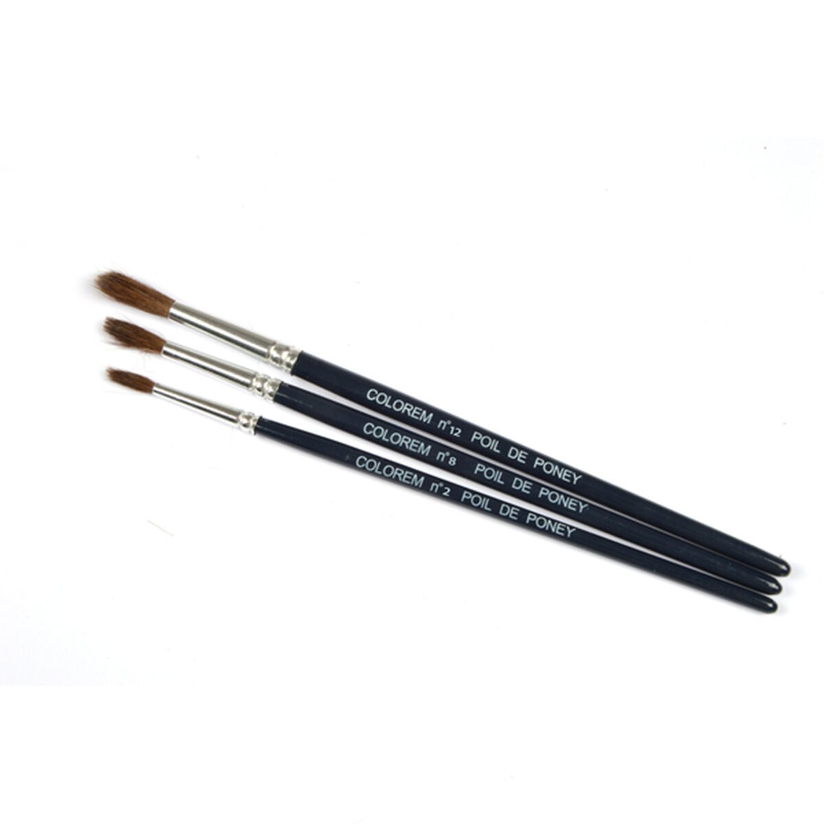 Set 3 pinceaux poil de poney/bois de tailles différentes Colorem