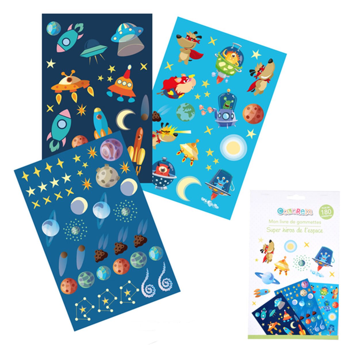 Livre 180 gommettes Super héros de l'espace Colorem