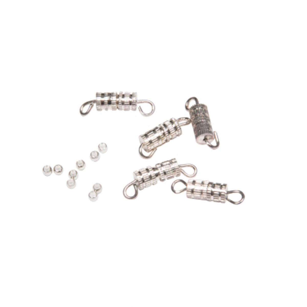 Set of 5 nickel-free silver metal barrel screw clasps + 10 Colorem round crimp beads