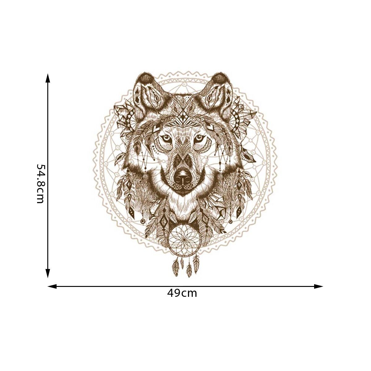 Premium quality wall stickers Dreamcatcher/wolf W 49.0 x H 54.8 cm