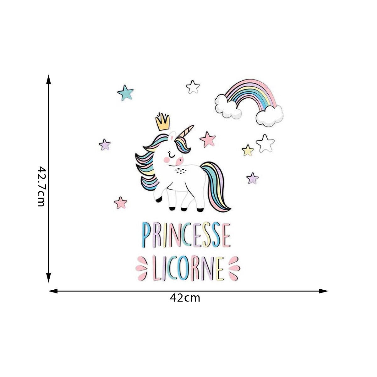 Stickers muraux qualité premium Princesse licorne l 42.0 x H 42.7 cm