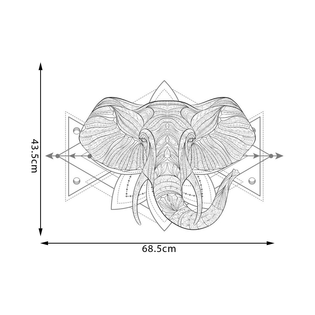 Stickers muraux qualité premium Boho éléphant l 68.5 x H 43.5 cm
