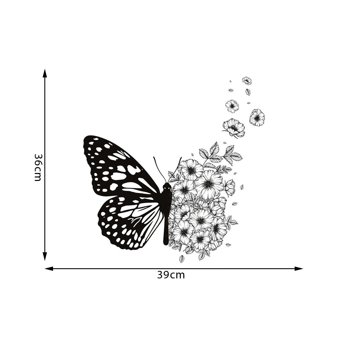 Stickers muraux qualité premium Papillon/fleurs l 39 x H 36 cm