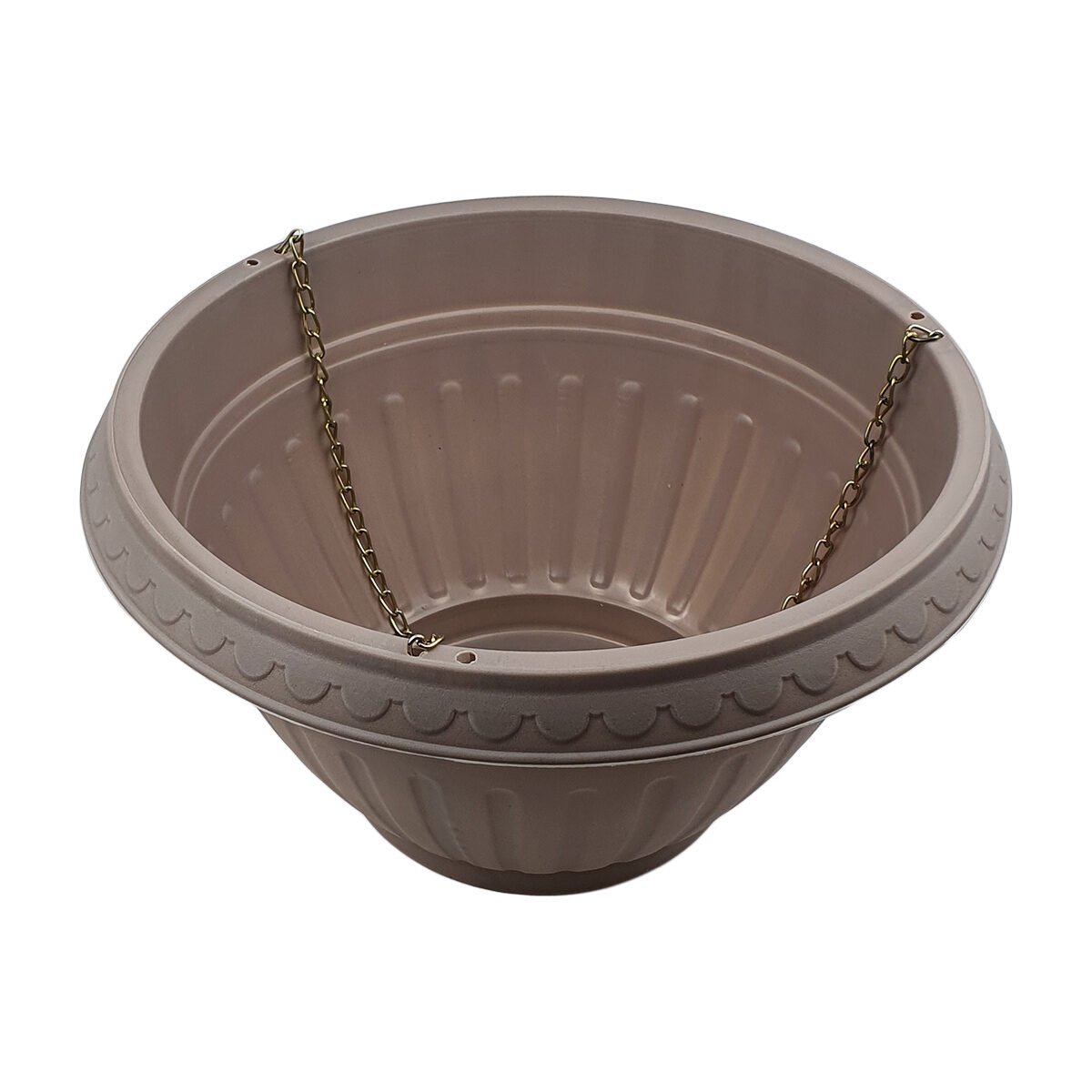 Plastic hanging flower pot with metal chains