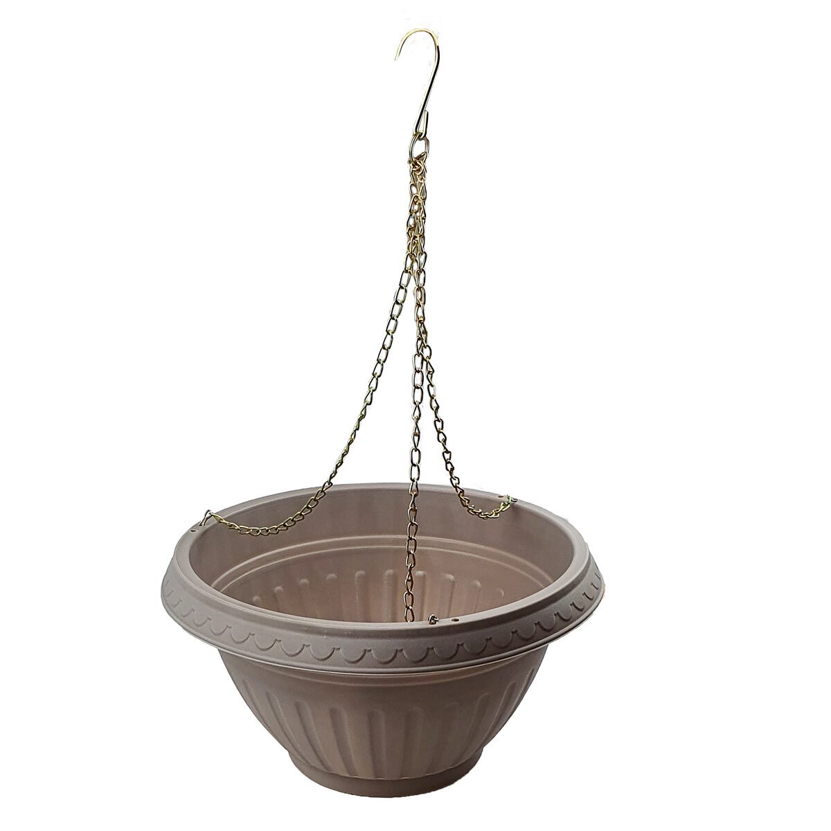 Plastic hanging flower pot with metal chains