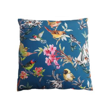 Cushion with removable cover in velvet look with Birdy polyester print Interior softness